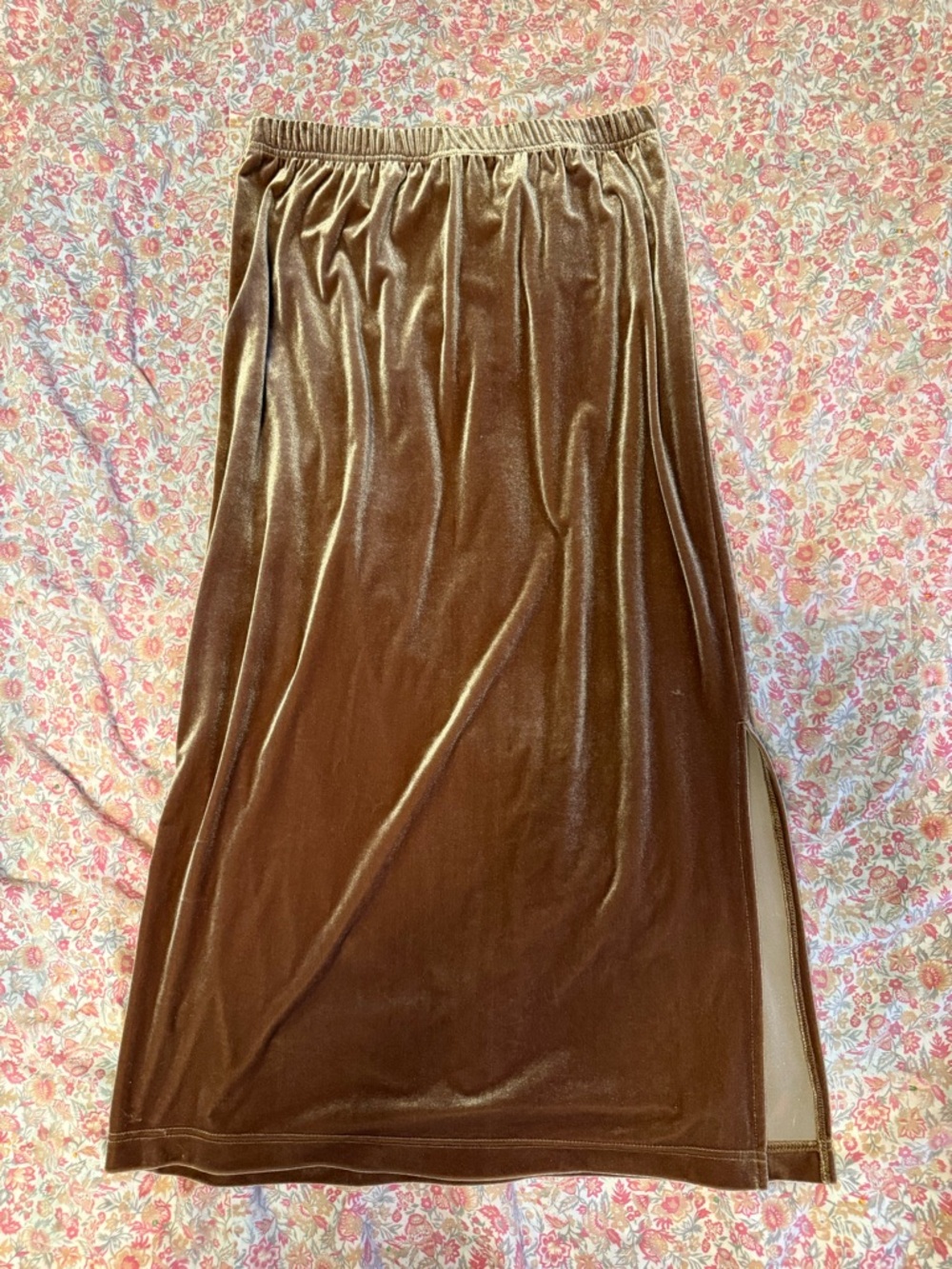 Sag Harbor Shimmery Bronze Velvet Skirt